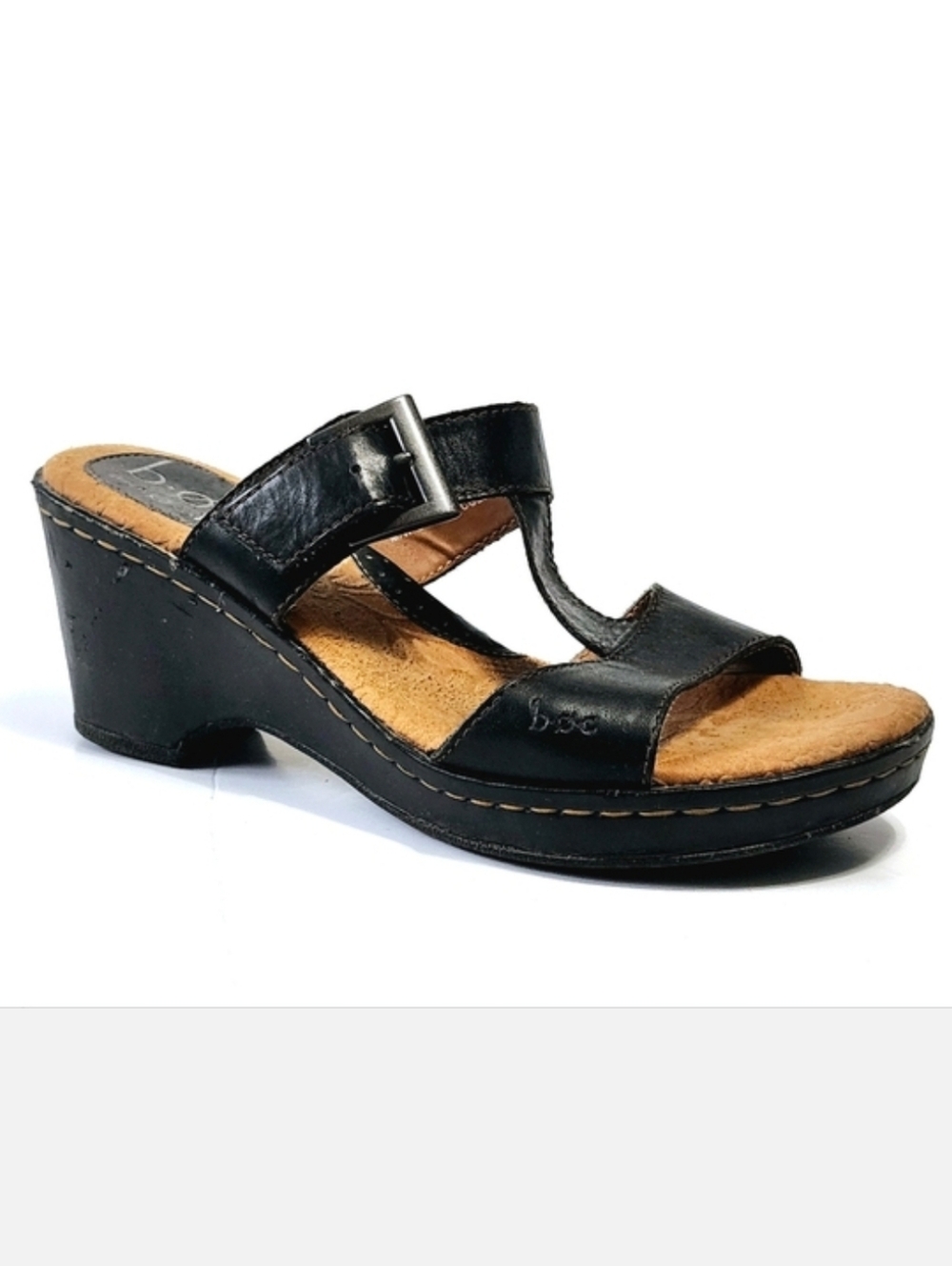 BOC size 7 Leather Black Sandals Shoes